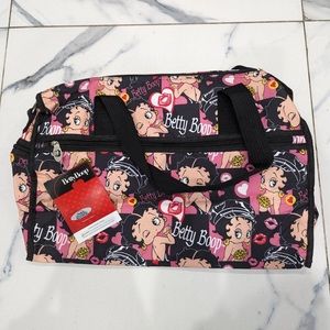 NEW Betty Boop Colorful Lips Canvas Duffel/Travel Bag with Long Strap